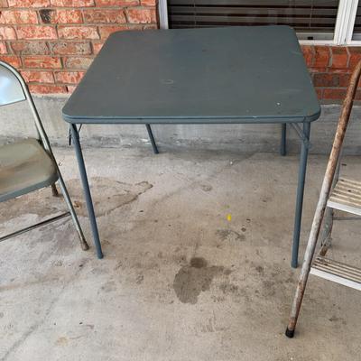 Sale Photo Thumbnail #149: Folding Table And Desk Chair And Step Ladder