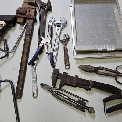 Sale Photo Thumbnail #47: Large Wrenches And Assorted Tools 