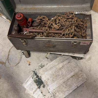 Sale Photo Thumbnail #155: Vintage Chain With Tool Box And 4 Metal Squares