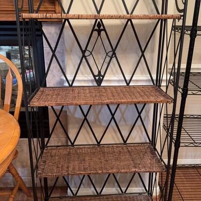 Folding Metal And Wicker Shelf
