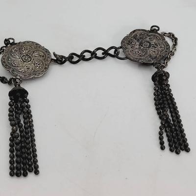 Persian Style Metal Belt Clasp Silvertone 