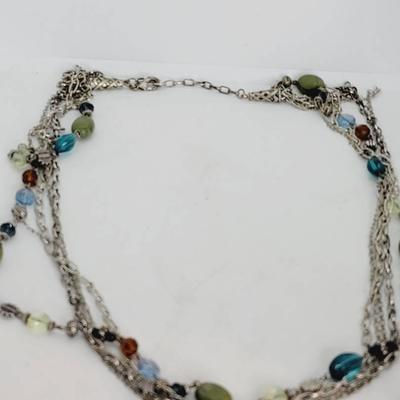 Premier Designs Multi Strand Necklace Silvertone 
