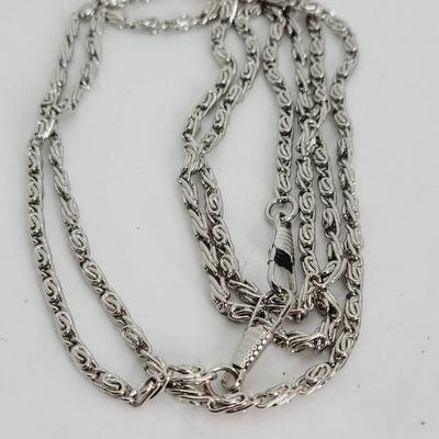 Y2k Style 47" Watch or Wallet Chain Layered Pants Chain Long Silver Tone 
