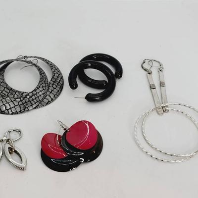 Work to Weekend Silver Tone and Black 6pr Earrings
