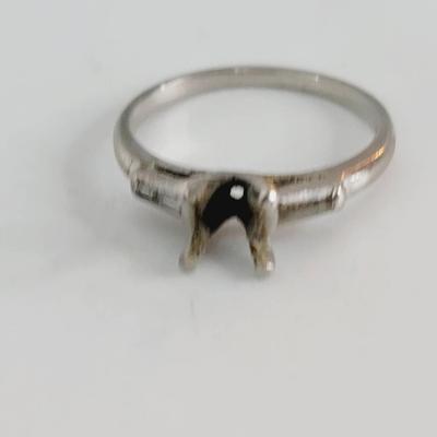 Platinum 900 Engagement Ring Setting Diamond Side Stones Size 6 Vintage