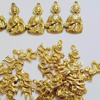 Gold Tone Charms Jesus and Leprechauns Vintage