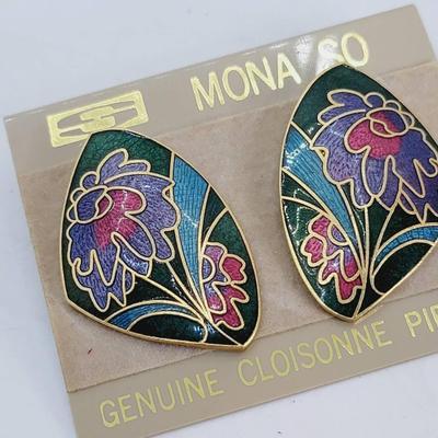Cloisonne Mona So Enamel Pierced Earrings 