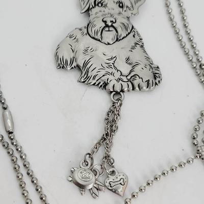 Terrier Schnauzer Small Dog Silvertone Necklace 