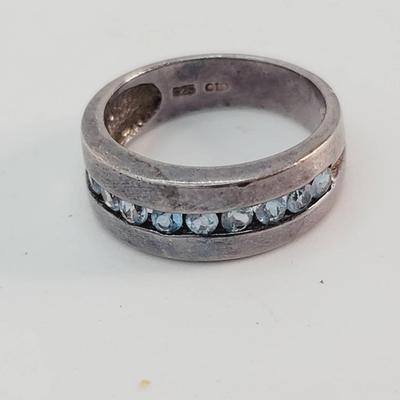 Sterling Silver Blue Stone Ring Sz 7 925