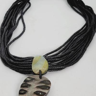 Mother Of Pearl Multi Strand Beachy Style Necklace 
