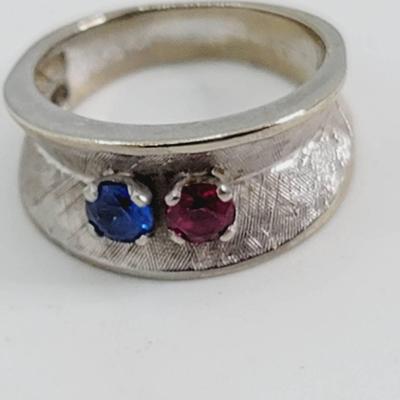 15k White Gold Birthstone Ring Sz 6