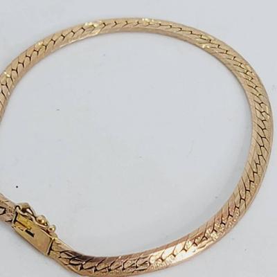 14k Yellow Gold Flat Chain Bracelet Italy 