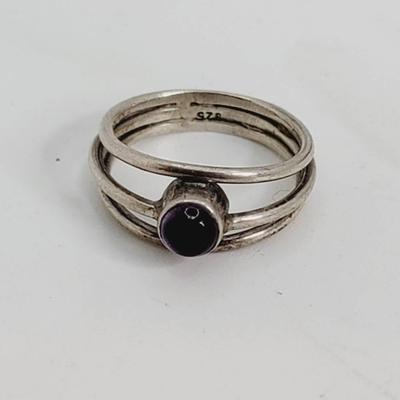 Triple Band Amethyst Ring Boho 90s 2000s 925