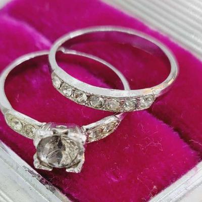 Wedding Set In Celluloid Box Antique Not Precious Size 6.5