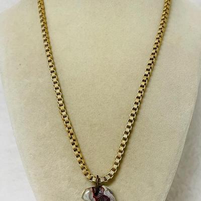 Gold Necklace Spinel Pendant 