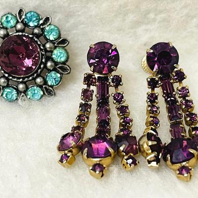 Vintage Brooch and Coordinating Earrings
