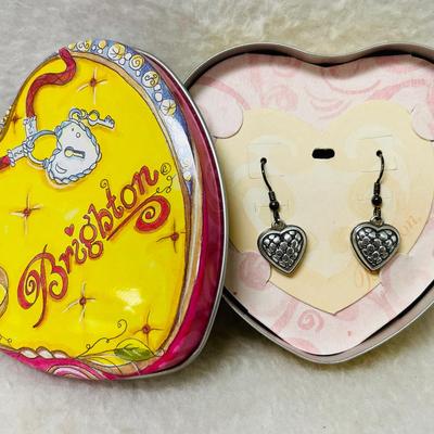 Never Worn Brighton Earrings in a Heart Tin