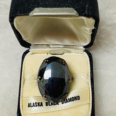Vintage Alaska Black Diamond Sterling Silver Ring