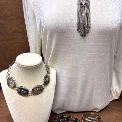 “Ethnic Silvertone” Necklace and More 