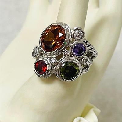 18K GE Colored CZ Ring NWT
