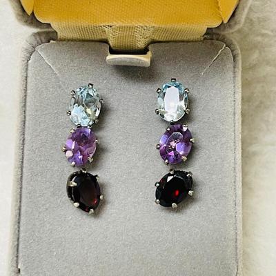 Sterling Silver Gemstone Earring Set