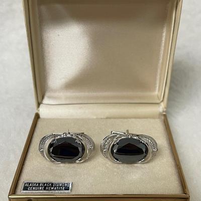 Alaska Black Diamond Hematite Cuff Links