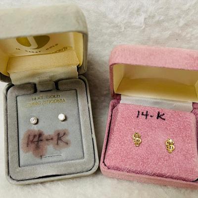14K Gold Stud Earrings