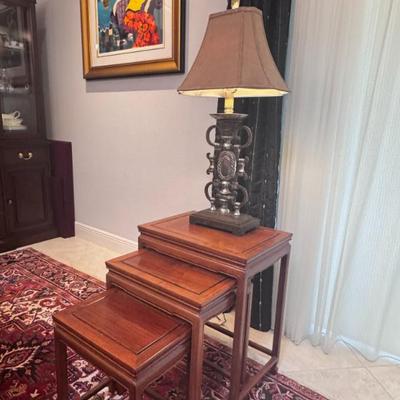 Nesting tables are sold. Lamp is still available.