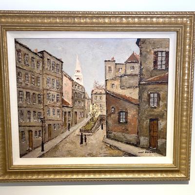 Louis Peyrat Parisian Street Scene Oil Painting – Framed