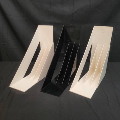 Heller Mario Bellini Set of 3 Plastic Magazine Racks – White & Black Mid-Century Modern Design