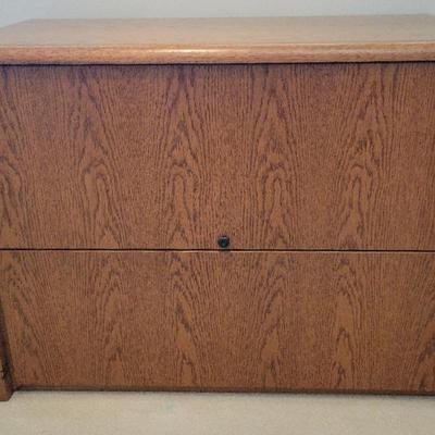 Oak 2-Drawer Lateral Filing Cabinet – Adjustable for Letter or Legal Files