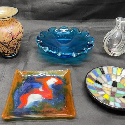 Studio Art Glass & Mosaic Dish Lot – Handley, Italy, Denmark & More