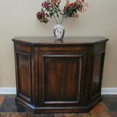 Traditional Accent Cabinet – Rich Wood Finish with Interior Shelf Storage