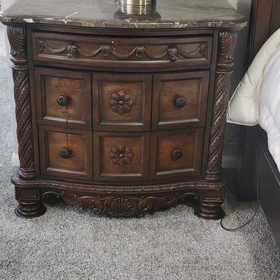 Leather and wood King size bed , nightstand, dresser w/mirror, and bench -- $2500

 og pp $3500   Mattress og pp $