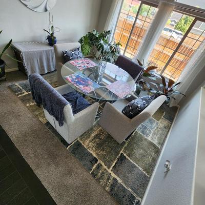 Dining table set chairs w /wheels -- $600
Rug $125

og pp $865