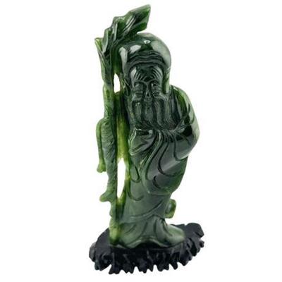 Lot 100-094   
Immortal God Nanji Laoren of Longevity, Spinach Jade Figurine