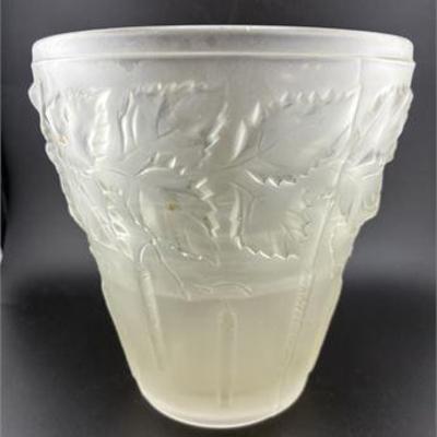 Lot 210   
Rene Lalique Frosted Glass Plant Pot with Lead Etchings