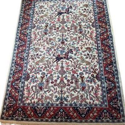 Lot 034   
Indian/Persian Hunting/Botanical/Animal Wool Rug