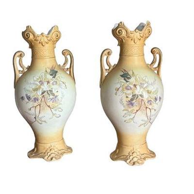 Lot 028   
Austrian Robert Hanke Porcelain Hand Painted Baluster Vases, Pair