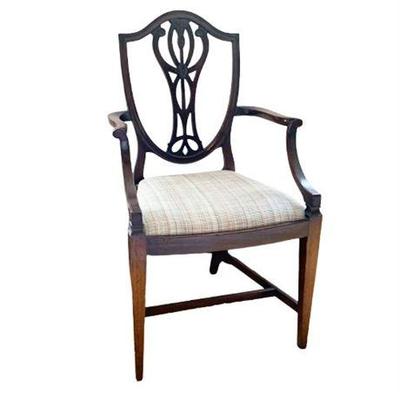 Lot 023-002   
Hepplewhite Georgian Style Shield Back Arm Chair