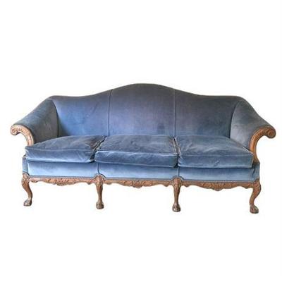 Lot 023  
Late 19th C. Chippendale Style Camelback Sofa
