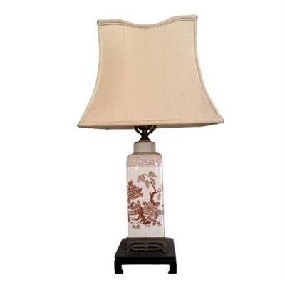 Lot 046  
Chinese Red Transferware Accent Table Lamp, Vintage