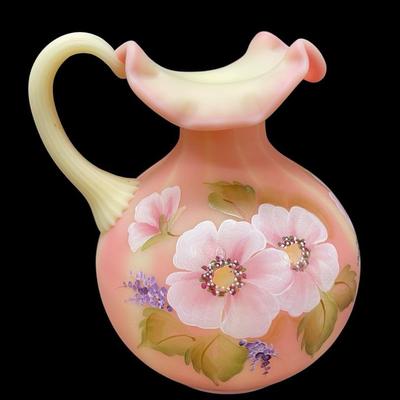 LS303 - Fenton Burmese Uranium Glass Pitcher