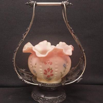 LS223 - Fenton Burmese Melon Vase  Signed