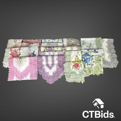 LS121 - Assorted Embroidered Table Toppers, Runners, Drapes and Valences with Lace Trim.