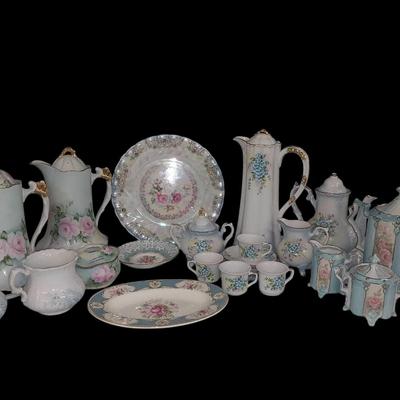 LS208 -  Assorted Hand-Painted Porcelain Tea & Coffee Sets – 25+ Pieces