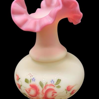 LS306 - Fenton Burmese Satin Rose Uranium Art Glass
