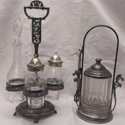 LS243 - Pair Point S.P. Pickle Jar and Reed & Barton Cruet's