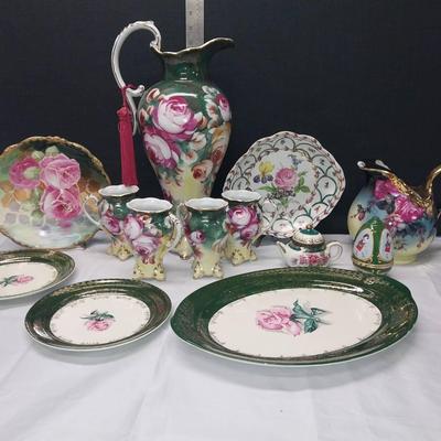 LS215 - Dark Green Floral Vintage China