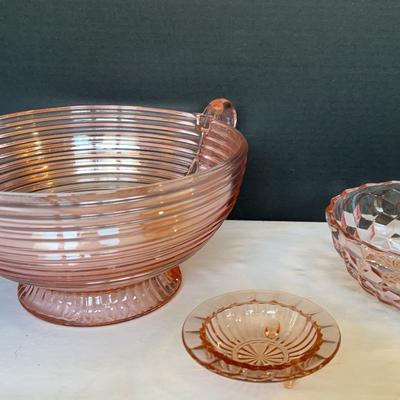Pink Depression Glass Serving Bowls
